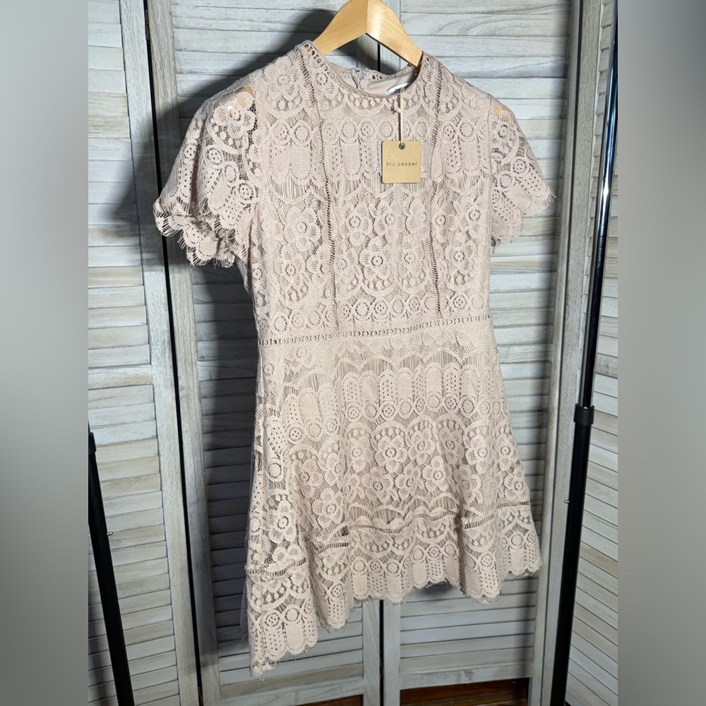 Blu Pepper Lace Dress in Cream